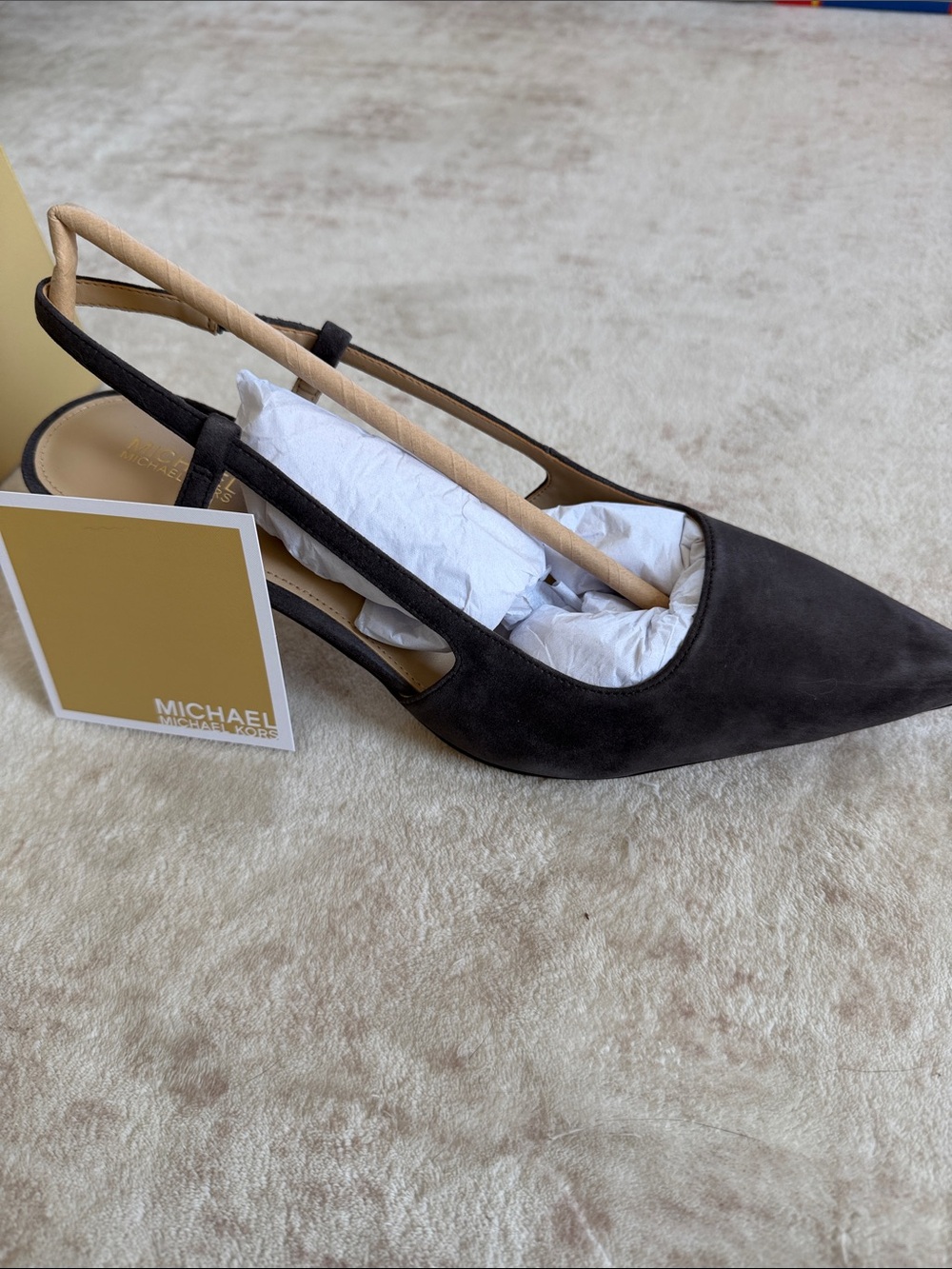 Michael Kors chocolate Suede Pointed Slingback Heels